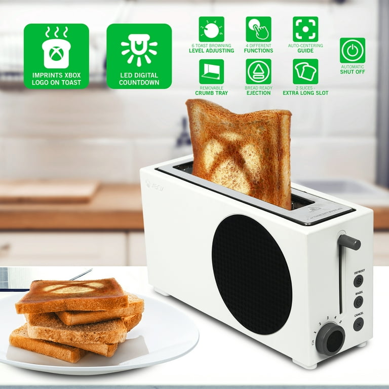 Xbox Series S Toaster 2 Slice Toaster with Wide Slot, Bagel Function, Digitial Countdown Timer, with 6 Shade Settings - The Console Corner